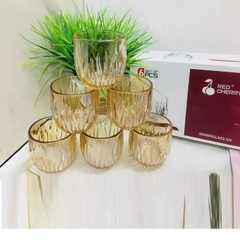 Bộ 6 ly thủy tinh hổ phách RED CHERRY không quai uống nước, rượu siêu sang [BH: NONE]