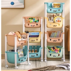 Kệ nhựa 3 tầng có bánh xe HKR- Bear để đồ chơi, đồ dùng tiện lợi [BH: None]