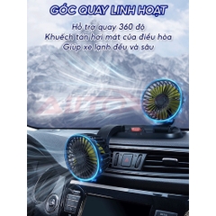 Quạt cặp đôi 20cm xe hơi 5V- 10W Rotatable usb car fan 7037