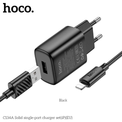 Bộ sạc 12w HOCO C134A cáp USB ra iPhone Lighting (EU) chính hãng [BH 1 Năm]