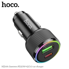Cóc sạc nhanh 38W cho xe hơi Hoco NZ14A (1 cổng Type C PD + 1 cổng USB) đèn LED chính hãng [BH 1 năm]