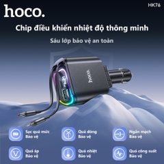 Cóc sạc nhanh xe hơi ô tô 80w HOCO HK76 Tomahawk 1 cổng Type C + 1 cổng USB kèm cáp liền chui Type C + chui iPhone chính hãng [BH 1 năm]