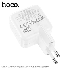 Cóc sạc nhanh 30w Hoco C111A (1 cổng Type C PD30W + 1 cổng USB QC3.0) chính hãng [BH 1 Năm]