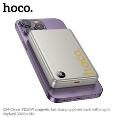 Pin sạc nhanh 20w + sạc không dây từ tính 15w HOCO Q34 10.000mAh sạc dự phòng có màn hình LED chính hãng [BH 1 năm]