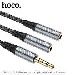 Cáp chuyển âm thanh HOCO UPA21 (1 đực thành 2 cái) đầu 3.5mm chính hãng [BH 1 năm]