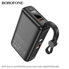 Pin sạc nhanh 20w BOROFONE BJ70 10.000mAh sạc dự phòng kèm cáp liền pin chui Type C + chui iPhone có màn hình LED chính hãng [BH 1 năm]