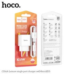 Bộ sạc nhanh 10.5w Hoco C106A mini size chui samsung micro chính hãng (thay thế c81, c106 micro) [BH: 12 tháng]