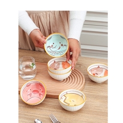 Set bộ 6 chén bát sứ cho bé hình động vật kèm đũa dễ thương [BH: NONE]