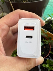 Cóc sạc nhanh Samsung S22 ZIN TRẮNG 5G ĐÓNG BỊCH (KO KÈM CÁP) PD 35w (Cóc 1 Usb-A, 1 Usb-C Type C) [BH 3 tháng] / pktn sale