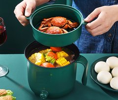 Nồi lẩu điện có lồng hấp ELECTRIC POT Shanban Xanh Lá [BH 1 tháng]