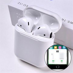 Tai nghe bluetooth i12 trắng trơn (2 tai có doc sạc, ko nút cao su) [BH: 3 THÁNG]