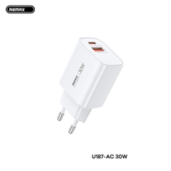 Cóc sạc nhanh 30W REMAX U187-AC30W EU] Cốc sạc nhanh C+A QC3.0+PD 30W chính hãng [BH 1 NĂM]