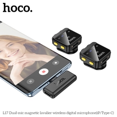 Mic thu âm không dây từ tính HOCO L17 Dual Mic (iP/Type-C) cài áo chính hãng [BH 1 năm]