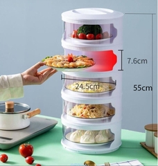 Lồng bàn 5 tầng cao cấp có quai xách giữ nhiệt màu trắng tiện lợi vệ sinh [BH: NONE]