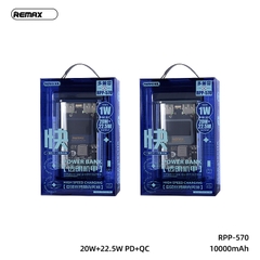 Pin sạc nhanh 22.5w REMAX RPP-570 10.000mAh dự phòng, kiểu trong suốt lộ mạch PD QC3.0 chính hãng [BH 1 năm]