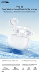 Tai nghe bluetooth REMAX TWS-06 mẫu airpods bluetooth v5.4 pin 35/250mAh chính hãng