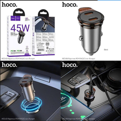 Tẩu sạc xe hơi HOCO NZ16B cóc 2 cổng TypeC sạc nhanh 45w cho oto siêu tiện lợi