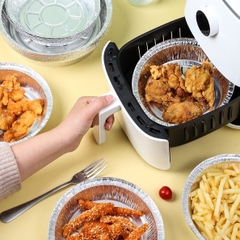 Set 10 khay giấy bạc tròn nướng lót nồi chiên không dầu size 22cm [BH: NONE]