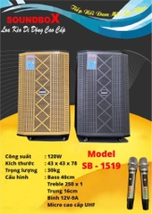 Loa kéo 4 tấc Soundbox SB-1519 (3 đường tiếng) di động karaoke siêu hay bluetooth kèm 2 micro không dây [BH 1 năm]