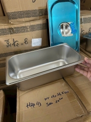 Hộp inox 1/3 size 18x32.5cm có nắp đậy inox [BH: None]