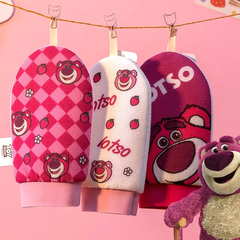 Găng tay tắm rửa hình gấu Lotso tẩy tế bào chết, có móc treo (1 chiếc)