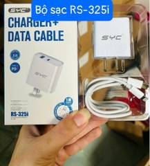 Bộ sạc nhanh PD+QC SYC RS-325i iPhone 11 12 13 14 (Cóc 2 cổng 1A + 1C, cáp Type C ra Lightning iPhone c-l) chính hãng [BH: 1 NĂM]