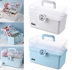 Hộp nhựa đựng thuốc, đồ dùng cá nhân 3 tầng gấp gọn có nắp đậy tiện lợi  Size 29x16x15.7cm[BH: NONE]
