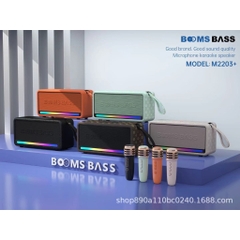 Loa bluetooth karaoke BOOMS BASS M2203+ kèm 1 micro không dây có đèn led siêu đẹp cực hay xách tay chính hãng [BH 6 tháng]