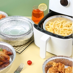 Set 10 khay giấy bạc tròn nướng lót nồi chiên không dầu size 22cm [BH: NONE]