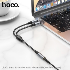 Cáp chuyển âm thanh HOCO UPA21 (2 đực thành 1 cái) đầu 3.5mm chính hãng [BH 1 năm]