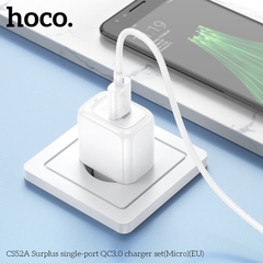 Bộ sạc nhanh 18W HOCO CS52A cáp USB ra Samsung Micro (EU) chính hãng [BH 1 Năm]