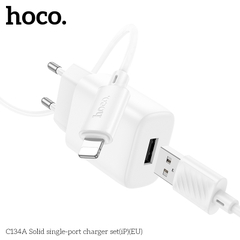 Bộ sạc 12w HOCO C134A cáp USB ra iPhone Lighting (EU) chính hãng [BH 1 Năm]
