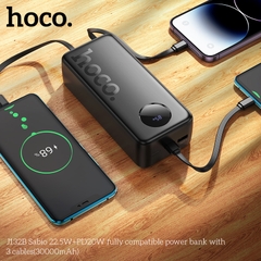 Pin sạc nhanh 22.5w HOCO J132B 30.000mAh dự phòng kèm 3 cáp liền pin có led chính hãng [BH 1 Năm]
