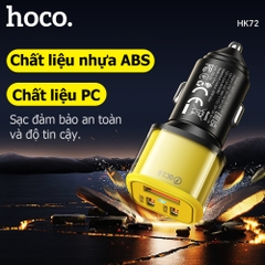 Cóc sạc nhanh xe hơi 60w HOCO HK72 (1 cổng USB, 2 cổng Type C) chính hãng [BH 1 năm]