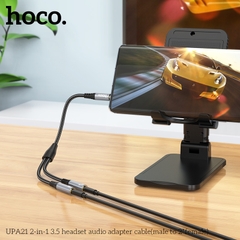 Cáp chuyển âm thanh HOCO UPA21 (1 đực thành 2 cái) đầu 3.5mm chính hãng [BH 1 năm]