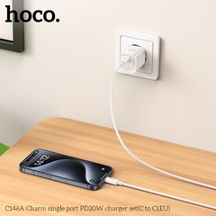 Bộ sạc nhanh 20W nhỏ gọn HOCO C146A cáp Type C ra Type C (EU) chính hãng [BH 1 NĂM]