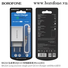 Bộ sạc nhanh BOROFONE BA21A Usb ra samsung micro QC3.0 chính hãng [BH 1 năm]