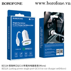 Cóc sạc xe hơi BOROFONE BZ12A (Micro) 1 cổng usb sạc nhanh QC3.0 kèm cáp sạc samsung micro chính hãng [BH 1 năm]