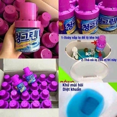 Lọ / cốc thả tẩy xanh diệt khuẩn và làm thơm bồn cầu hương ngàn hoa anh đào KOREA Hàn Quốc 180g