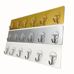 Thanh 6 móc dán tường kim loại treo đồ dùng tiện lợi [BH: None]