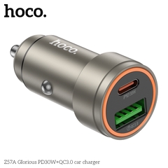 Cóc sạc nhanh xe hơi 30w HOCO Z57A (1 cổng USB, 1 cổng Type-c) chính hãng [BH 1 năm]