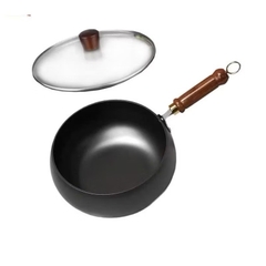 Chảo chống dính tròn 24cm có nắp kính đa năng: chiên, xào, rán, luộc [BH: NONE]