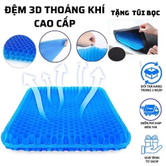 Đệm Lót Ghế Ngồi 3D Silicon Tổ Ong Kèm Túi Đen Full Box Thông Minh Nhật Bản Cho Xe Hơi / Văn Phòng