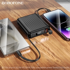 Pin sạc nhanh 22.5w+PD20W BOROFONE BJ70A 15.000mAh sạc dự phòng kèm cáp liền pin chui Type C + chui iPhone có màn hình LED chính hãng [BH 1 năm]