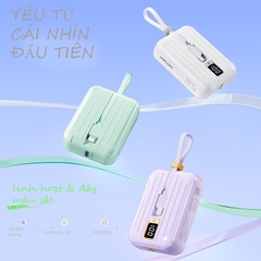 Pin sạc nhanh 22.5w PISEN D-326 10.000mAh chính hãng kèm cáp liền pin, có màn hình hiển thị % pin  [BH 1 năm]