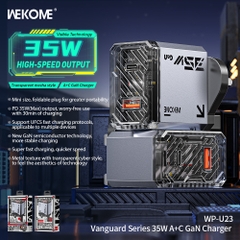 Cóc sạc nhanh 35W Wekome WP-U23 CN 2 cổng (1 cổng USB QC3.0 + 1 cổng Type C PD35W) chính hãng [BH: 1 NĂM]