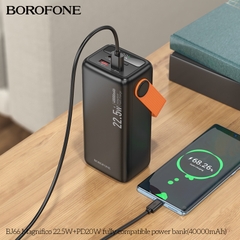 Pin sạc nhanh 22.5w BOROFONE BJ66 40.000mAh PD20W dự phòng kiêm đèn pin phát sáng chính hãng [BH 1 Năm]
