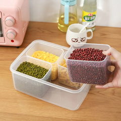 Hộp đựng thực phẩm tủ lạnh 4 ngăn, hộp đựng gia vị, ngũ cốc có thể tháo rời tiện lợi [BH: NONE] 1l1d7