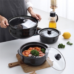 Nồi đất nắp kính chịu nhiệt 2 Lít nấu ăn, kho cá, nấu lẩu
