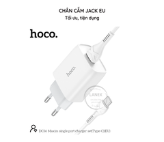 Bộ sạc nhanh 2.4A EU Hoco DC36 Type c (cóc 1 cổng usb+ cáp 1 cổng usb ra type c) chính hãng [BH: 1 NĂM]